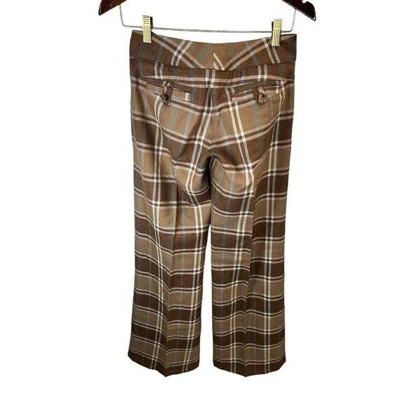 Patrizia Pepe Classic Plaid mid rise Brown 100% Wool Pants sz 40 - Picture 6 of 14